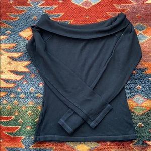 Black Zara Off-Shoulder Knit Long Sleeve